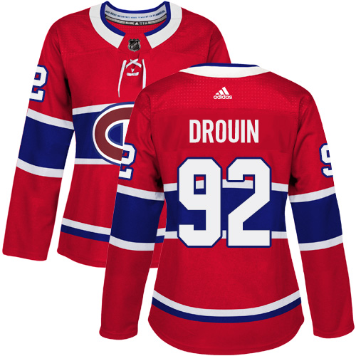 Adidas Montreal Canadiens #92 Jonathan Drouin Red Home Authentic Women Stitched NHL Jersey